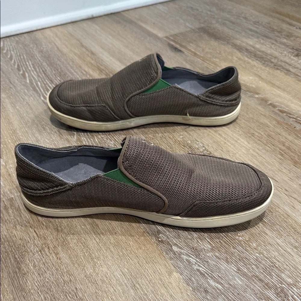 OluKai Mens Dark Brown Mesh Slip-On Loafers Size 9